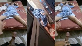Dusky Drunk Mom Sleeping Open Pussy Son Masturbating